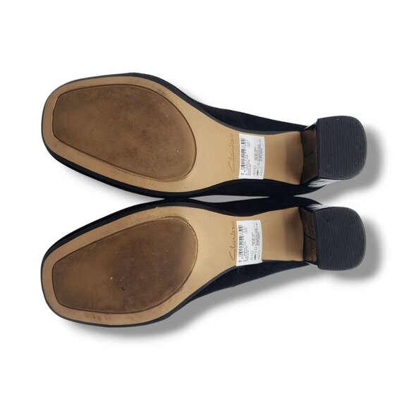 Clarks Narrative Gabriel Mist Pump Womens 8 Black Suede Square Toe - Picture 9 of 11